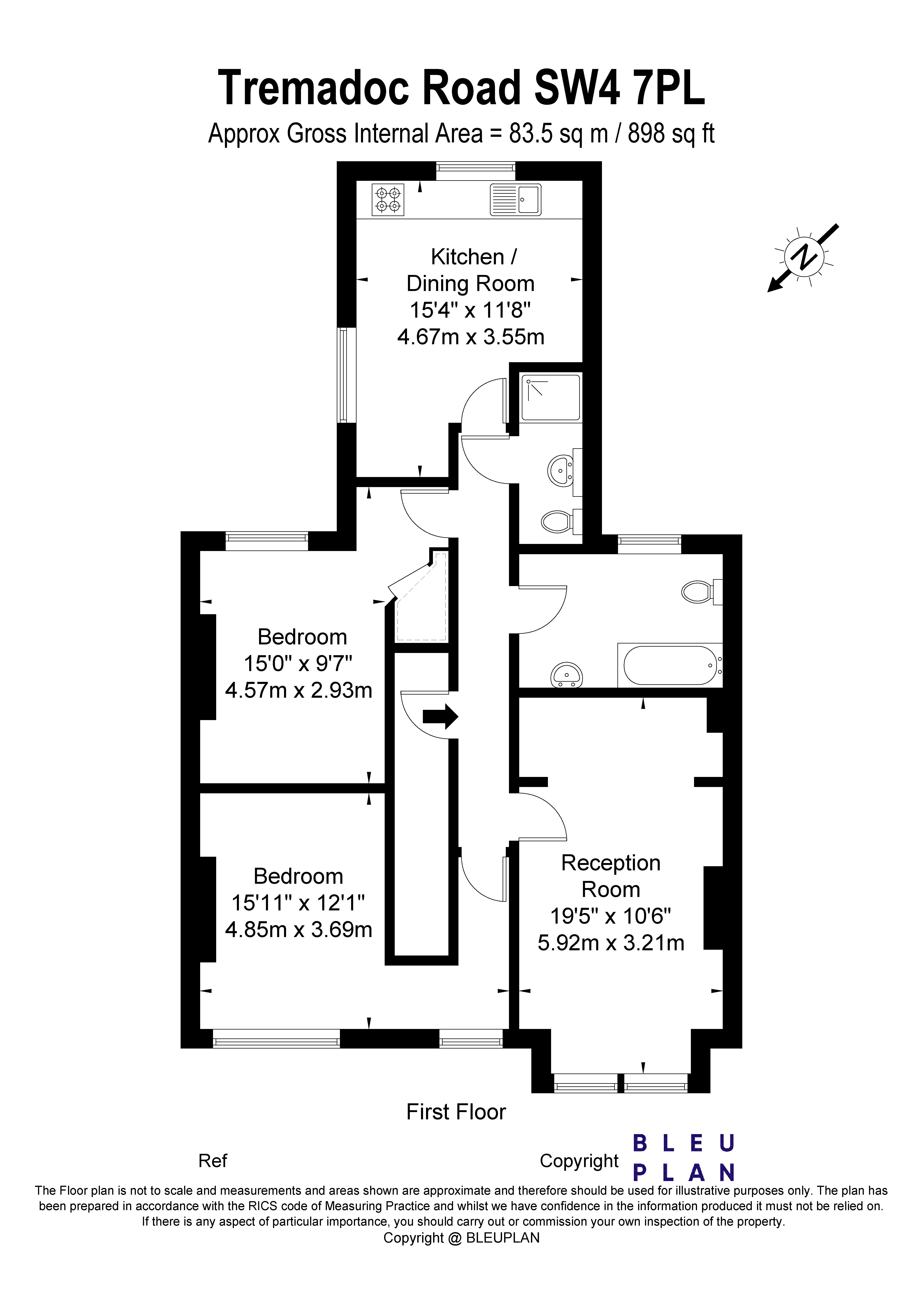 Floorplan for Tremadoc Road, Clapham, SW4 7LP